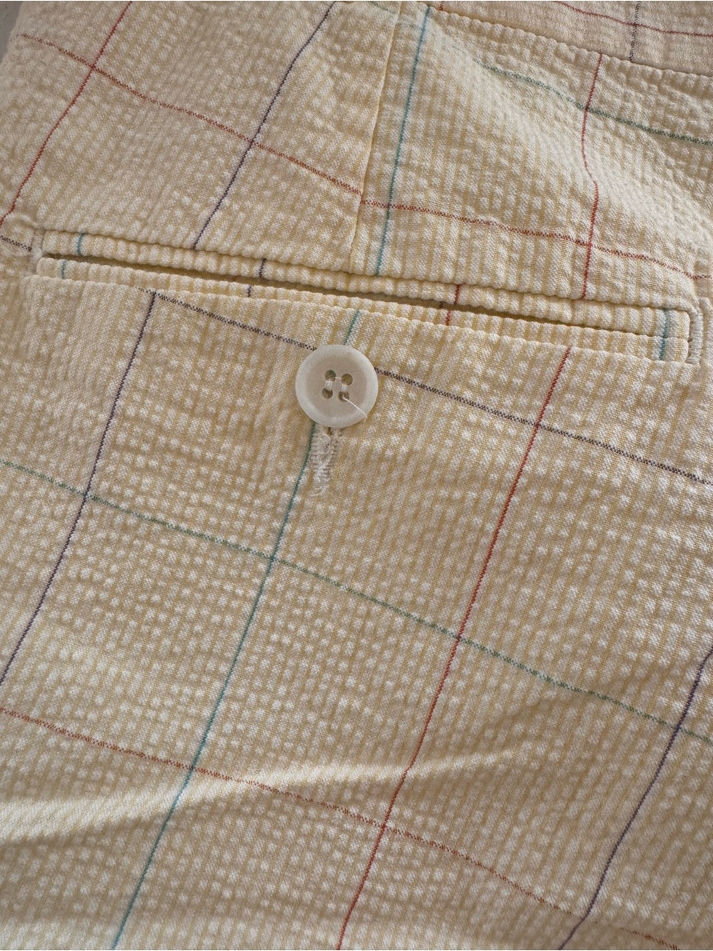 Vintage Land’s End size 38 Yellow seersucker shorts with check pattern preppy - Picture 4 of 8